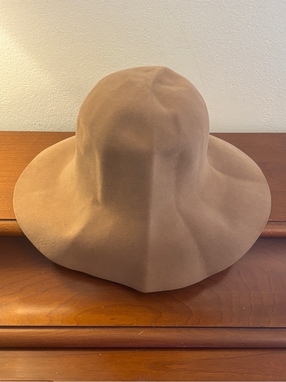 Vintage Borsalino Italia Soft Felt Wide Brim Floppy Hat Beige Taupe